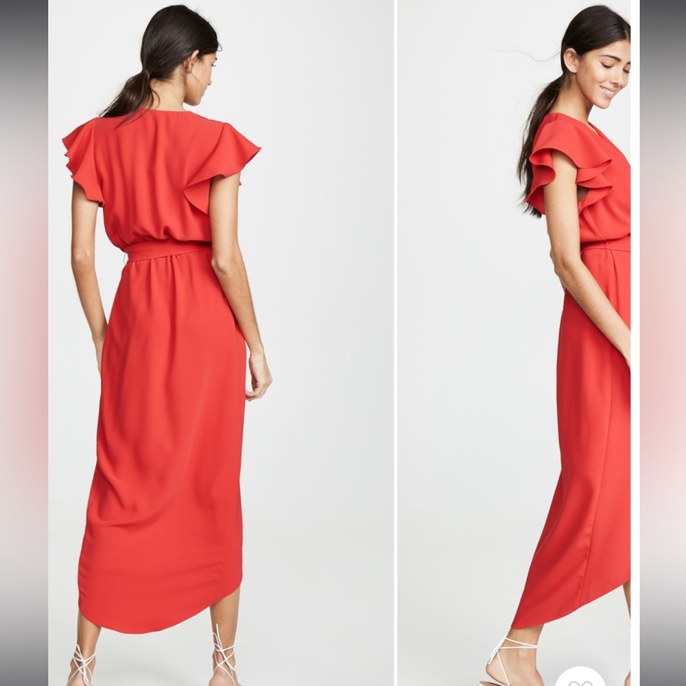 NWT Amanda Uprichard Red Midi Martinique Dress | L - Picture 2 of 11